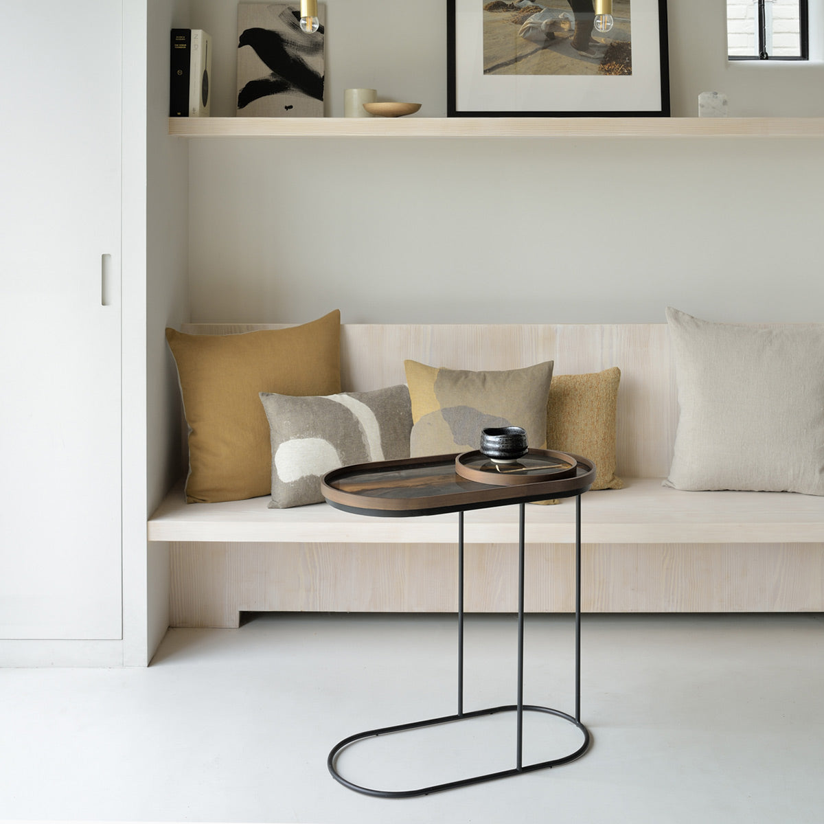 Table à plateau Oblong en métal et bois - L 69 cm