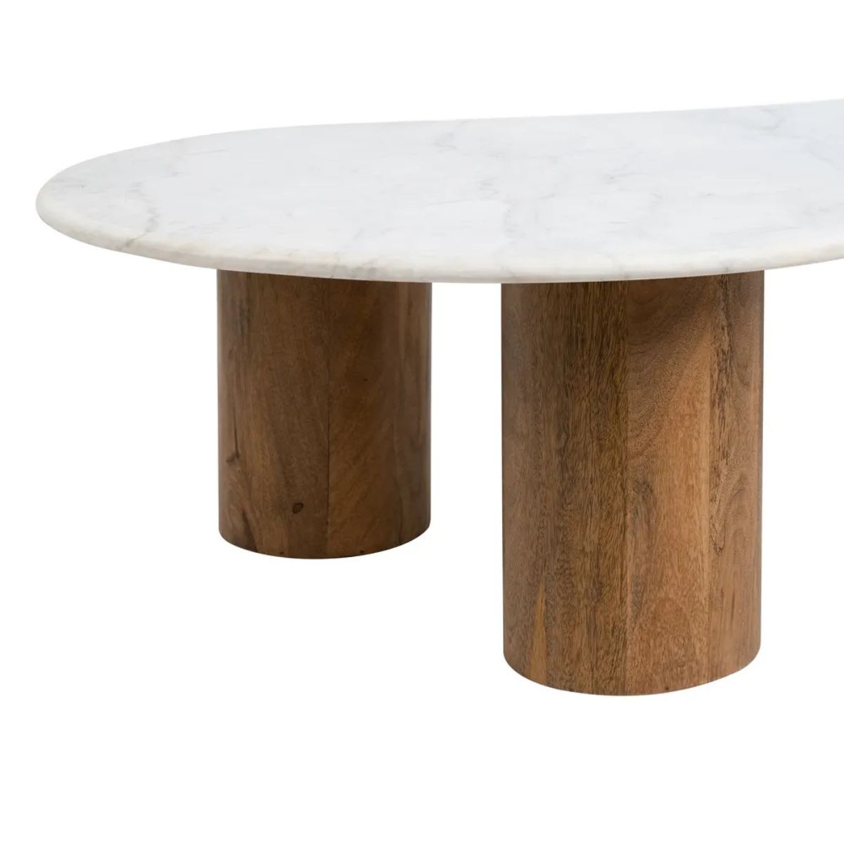 Table basse - Marbre blanc / bois - 135 x 80 x 35 cm