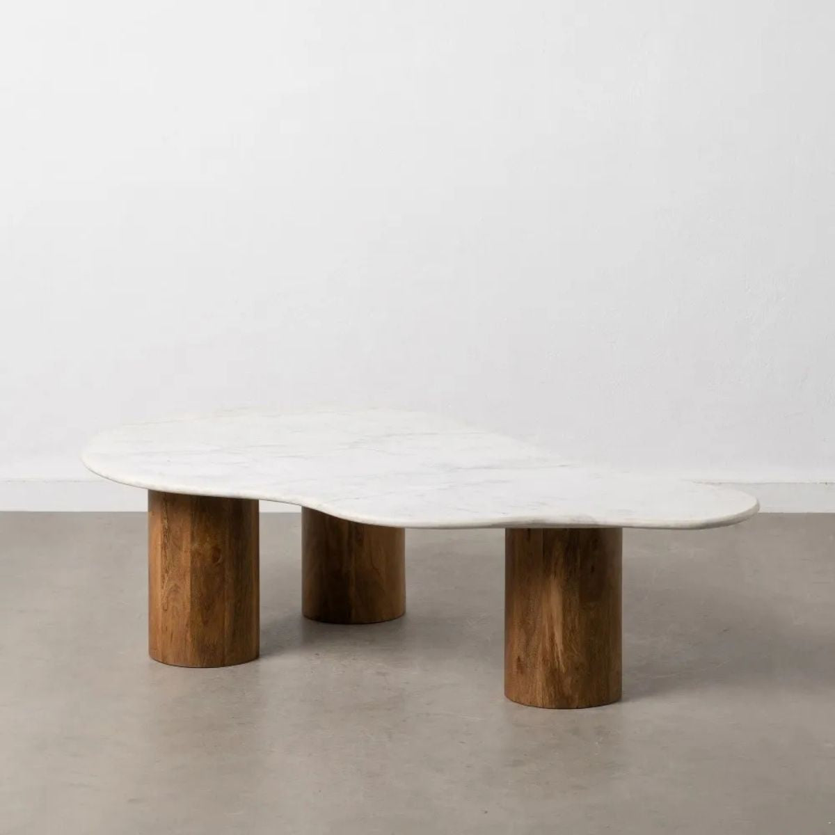 Table basse - Marbre blanc / bois - 135 x 80 x 35 cm